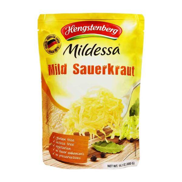 BEST BY JANUARY 2025: Hengstenberg Mildessa Mild Sauerkraut Pouch 400g