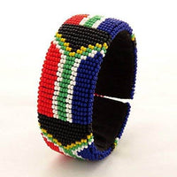 African Hut Beaded Bangle Wide South African Flag 39g