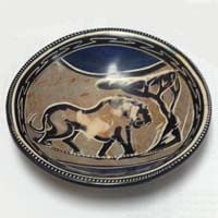 African Hut Soapstone Bowl Size 1 (4") Lion (Colours and Pictures Vary) 122g