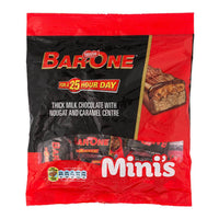 Nestle Bar One Fun Size Bag (Kosher)  HEAT SENSITIVE ITEM. PLEASE ADD ITEM 122942 TO THE ORDER TO TRY TO PROTECT CHOCOLATES FROM HEAT DAMAGE. 210g