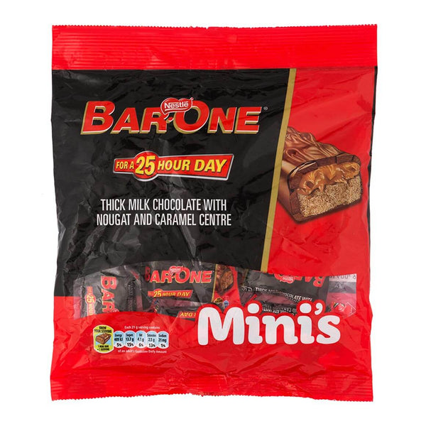 Nestle Bar One Fun Size Bag (Kosher)  HEAT SENSITIVE ITEM. PLEASE ADD ITEM 122942 TO THE ORDER TO TRY TO PROTECT CHOCOLATES FROM HEAT DAMAGE. 210g