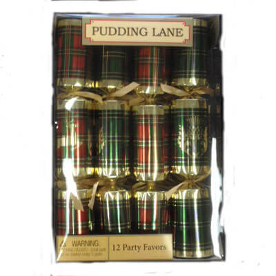 Pudding Lane Christmas Crackers Tartan With The Scottish Thistle and Stag 12 X 12.5 Inch 476g