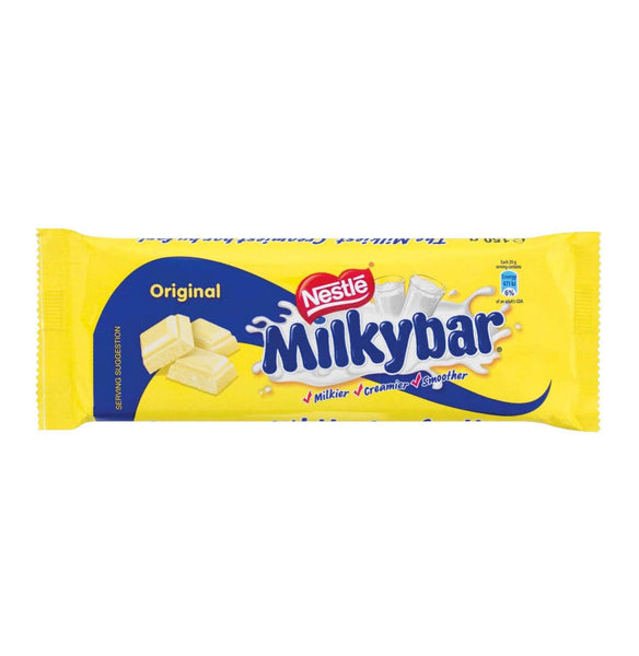 Nestle Milkybar (Kosher)  HEAT SENSITIVE ITEM. PLEASE ADD ITEM 122942 TO THE ORDER TO TRY TO PROTECT CHOCOLATES FROM HEAT DAMAGE. 150g