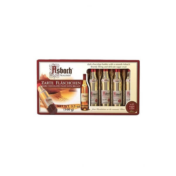 Asbach Dark Chocolate Brandy Bottles with Sugar Crust Gift Box 8 Piece 100g