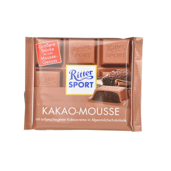 Ritter Sport Milk Chocolate with Cocoa Mousse Filling  HEAT SENSITIVE ITEM. PLEASE ADD ITEM 122942 TO THE ORDER TO TRY TO PROTECT CHOCOLATES FROM HEAT DAMAGE. 100g