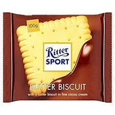 Ritter Sport Milk Chocolate Butter Biscuit  HEAT SENSITIVE ITEM. PLEASE ADD ITEM 122942 TO THE ORDER TO TRY TO PROTECT CHOCOLATES FROM HEAT DAMAGE. 100g