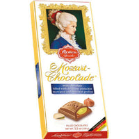 Reber Confiserie Mozart Chocolade Pistazienmarzipan And Edelnougat In Alpenmilch-Chocolade 100g