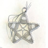 African Hut White and Silver Beaded Star Tree Ornament 50g