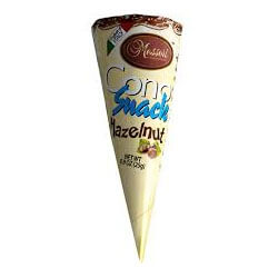 Messori Cono Hazelnut, Delicious Wafer Cone with Hazelnut Cream with Dark Chocolate Chips and Puffed Rice 25g