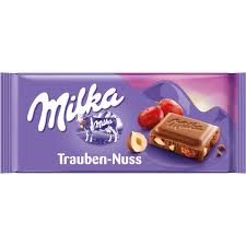 Milka Raisin Nut Milk Chocolate Bar  HEAT SENSITIVE ITEM. PLEASE ADD ITEM 122942 TO THE ORDER TO TRY TO PROTECT CHOCOLATES FROM HEAT DAMAGE. 90g