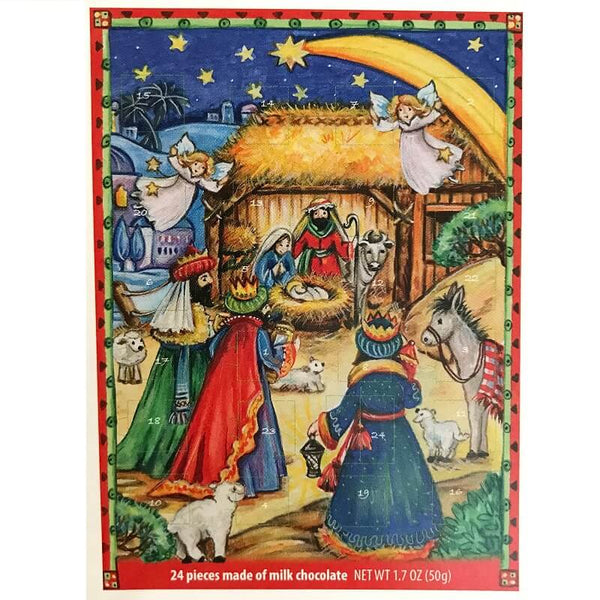 Advent Calendar Erikas Advent Calendar Nativity Manger Scene Red Outline 50g