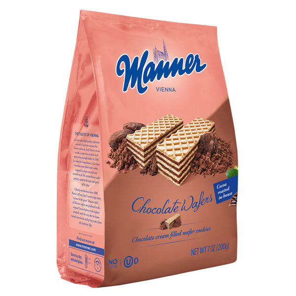Manner Chocolate Wafer Bag  HEAT SENSITIVE ITEM. PLEASE ADD ITEM 122942 TO THE ORDER TO TRY TO PROTECT CHOCOLATES FROM HEAT DAMAGE. 200g