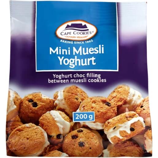 Cape Cookies Mini Muesli Yoghurt  HEAT SENSITIVE ITEM. PLEASE ADD ITEM 122942 TO THE ORDER TO TRY TO PROTECT CHOCOLATES FROM HEAT DAMAGE. 200g