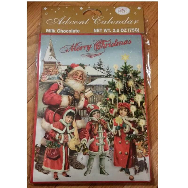 Advent Calendar Heidel Advent Calendar Christmas Nostalgia Santa and Kids Decorating Tree 75g