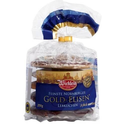 Wicklein Dark Chocolate Gold-Elisen Oblaten Lebkuchen With Chocolate 25 percent Nuts 250g