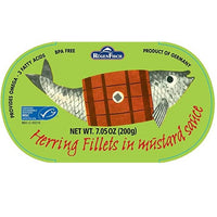 Rugenfisch Retro Tin Herring in Mustard Sauce Shelf Stable 200g