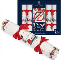 Tom Smith Christmas Crackers Traditional Signature Crackers White with Holly Foliage 6 x 14 Inch 390g