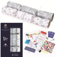 Tom Smith Christmas Crackers Silver and White Merry Christmas Script Family Crackers 8 x 12.5 Inch 200g