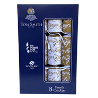 Tom Smith Christmas Crackers Gold and White with Foliage Family Crackers 8 x 12.5 Inch 200g