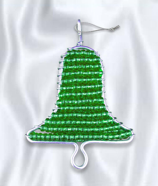 African Hut Beaded Bell Green Tree Ornament 20g