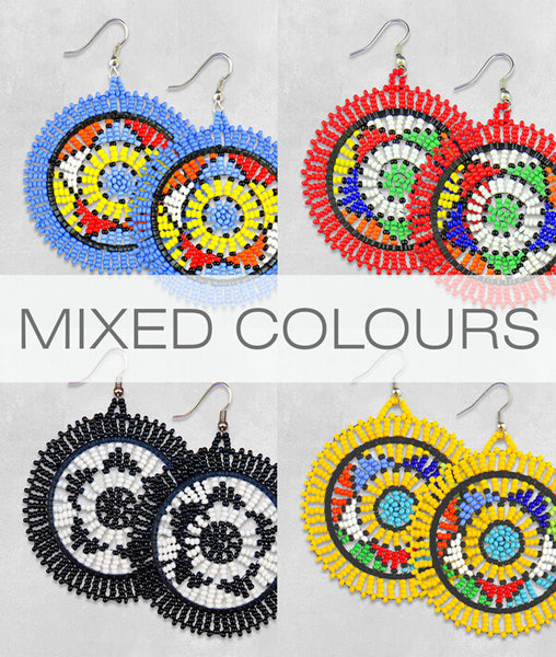 African Hut Large Circle Earrings Colors Varies 40g