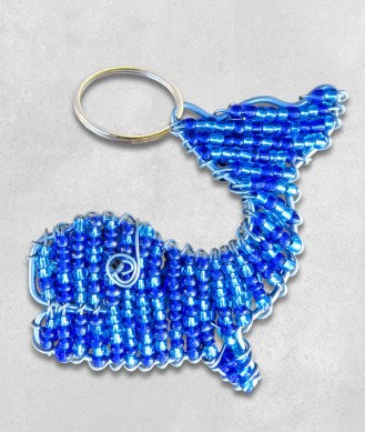 African Hut Beaded Keyring Whale Marinelife 35g