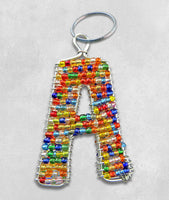 African Hut African Beaded Keyring Alphabet Letter A 23g