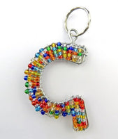 African Hut African Beaded Keyring Alphabet Letter G 23g