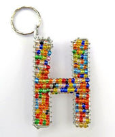 African Hut African Beaded Keyring Alphabet Letter H 23g