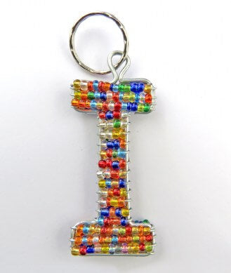 African Hut African Beaded Keyring Alphabet Letter I 23g