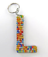 African Hut African Beaded Keyring Alphabet Letter L 23g