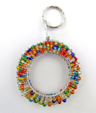 African Hut African Beaded Keyring Alphabet Letter 0 23g