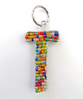 African Hut African Beaded Keyring Alphabet Letter T 23g