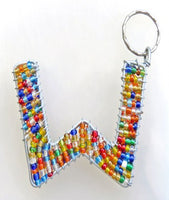 African Hut African Beaded Keyring Alphabet Letter W 23g