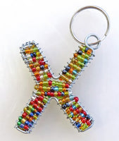 African Hut African Beaded Keyring Alphabet Letter X 23g