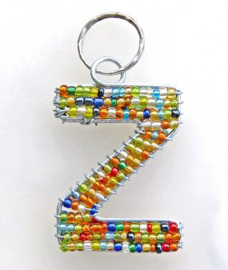 African Hut African Beaded Keyring Alphabet Letter Y 23g