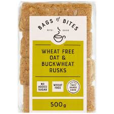 Bags of Bites Oat and Buckwheat Rusks No Added Sugar and Wheat Free Diabetic Friendly 500g
