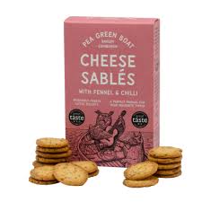 Pea Green  Boat Cheese Sables Fennel and Chili Cheese Sables 80g