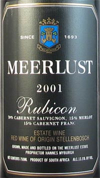 Meerlust Rubicon Wine Stellenbosch 2017 750ml