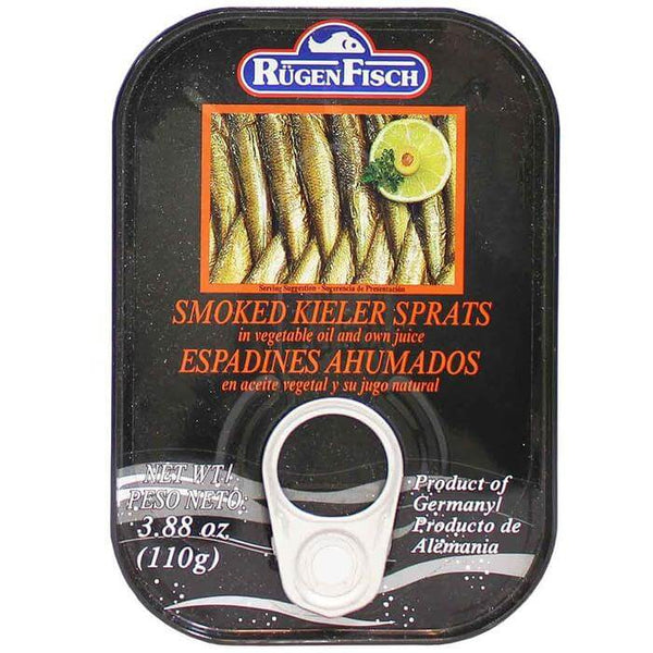 Ruegenfisch Smoked Kieler Sprats in Vegetable Oil and Own Juice 110g