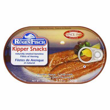 Ruegenfisch Kipper Snacks Smoked Herring Filets 100g