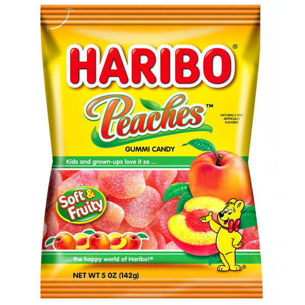 Haribo Peaches Gummi Candy, Soft, Fresh, Fruity 142g
