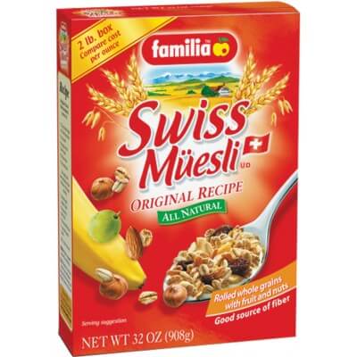 Familia Original Swiss Muesli, All Natural with Rolled Whole Grains with Fruit and Nuts 822g