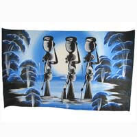 African Hut African Art Water Carriers in Blue (30" X 18") 50g