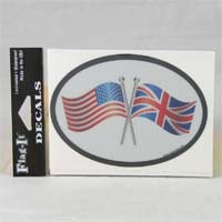 British Brands Decal USA and UK Flags Oval Shape Reflective and Waterproof 10g