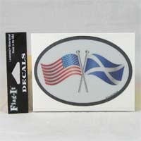 British Brands Decal USA and Scottish Flags Oval Shape Reflective and Waterproof 10g