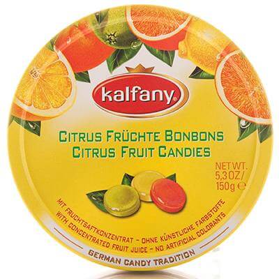 Kalfany Citrus Flavored Hard Candies Tin 150g