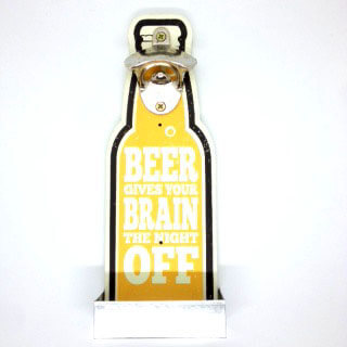 British Brands Bottle Opener Wall Mounted Wooden Beer Gives Your Brain The Night Off 314g