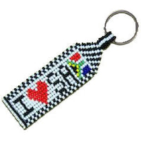 African Hut Beaded Keyring I Love South Africa 10g