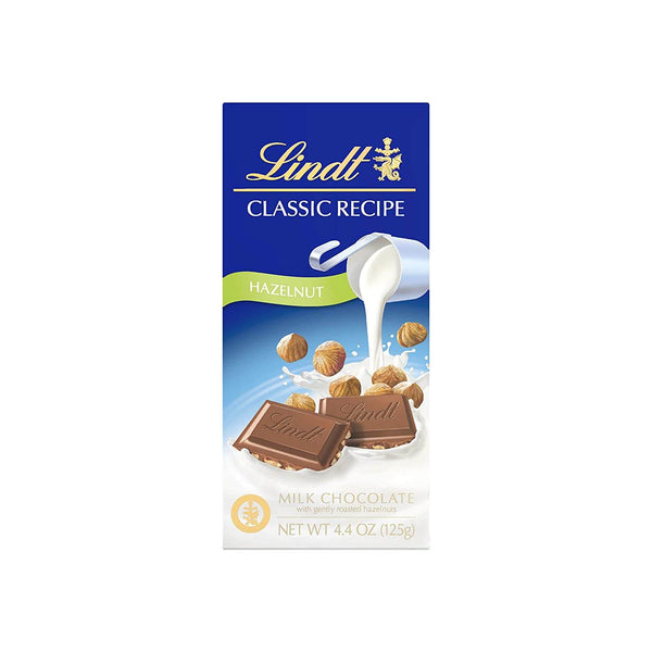 Lindt Classic Recipe - Hazelnut Milk Chocolate with Gently Roasted Hazelnuts (HEAT SENSITIVE ITEM - PLEASE ADD A THERMAL BOX TO YOUR ORDER TO PROTECT YOUR ITEMS 100g